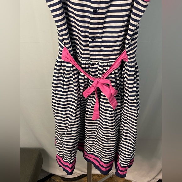 Lands end‎ Striped Navy and Pink Kids Dress girls size 8 - Picture 8 of 11